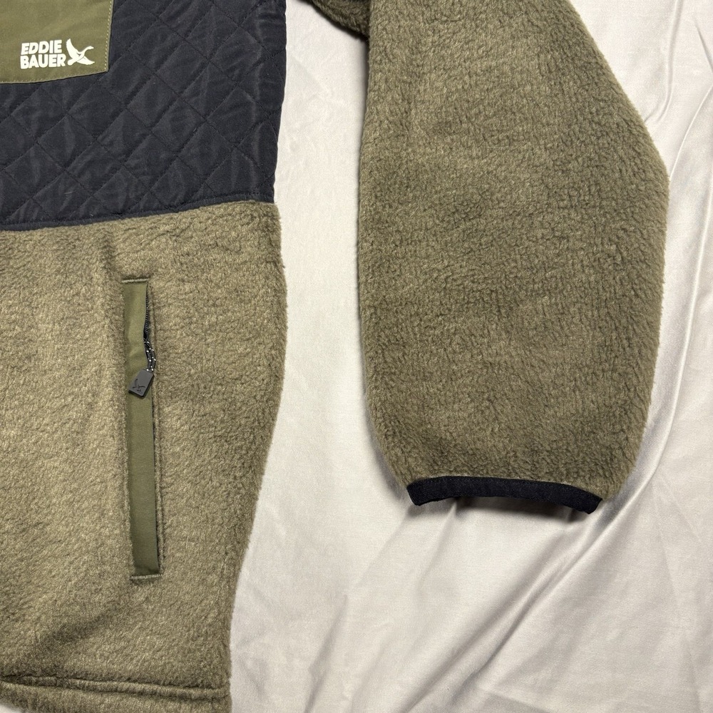 Eddie Bauer Mixed Media Fleece Jacket Mens Medium Multi Quilted Detail Full Zip - Picture 9 of 13
